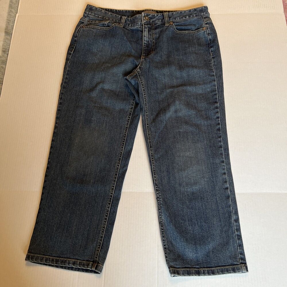 Ann Taylor 💖Sz 10 Jeans Womens Blue Lower on Waist Embroidered Capri Casual